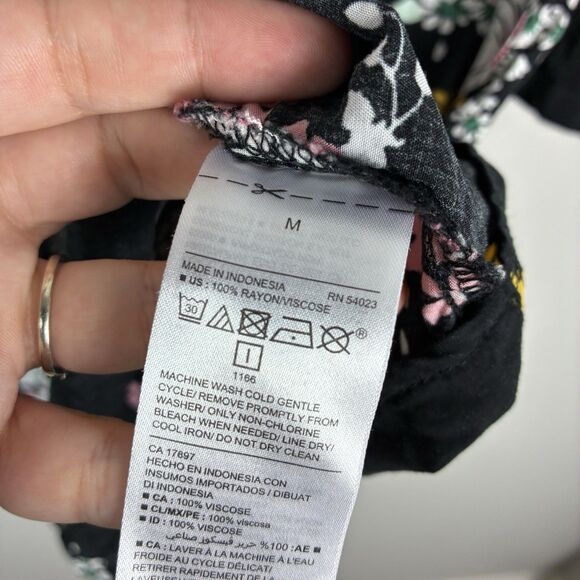 Old Navy Floral Black Dress Long Sleeve Womens M Knee Length Boho Western - Picture 6 of 8